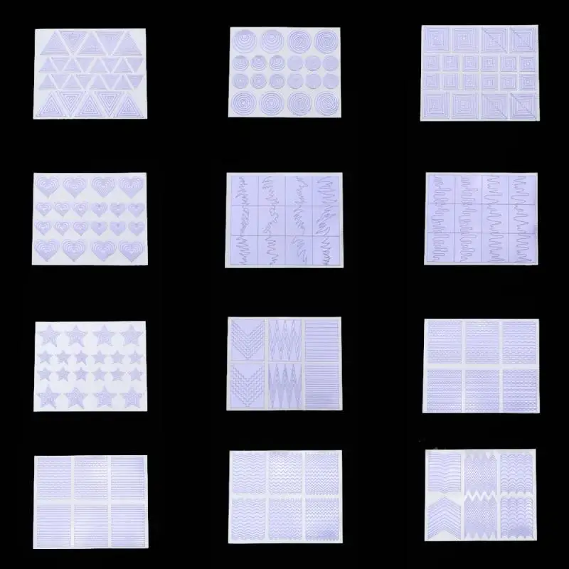 12 шт. 3D дизайн ногтей советы креативные наклейки лента для пальцев наклейка для ногтей украшение Клей DIY# Y