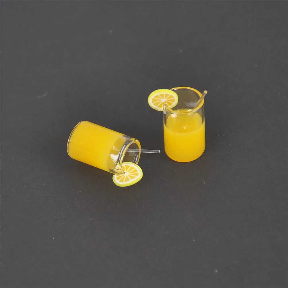 

2pcs Mini Lemon Water Cup Dollhouse Miniature Milk Cup Drinking Water Cups 1:12 Scale Dollhouse Kitchen Accessories