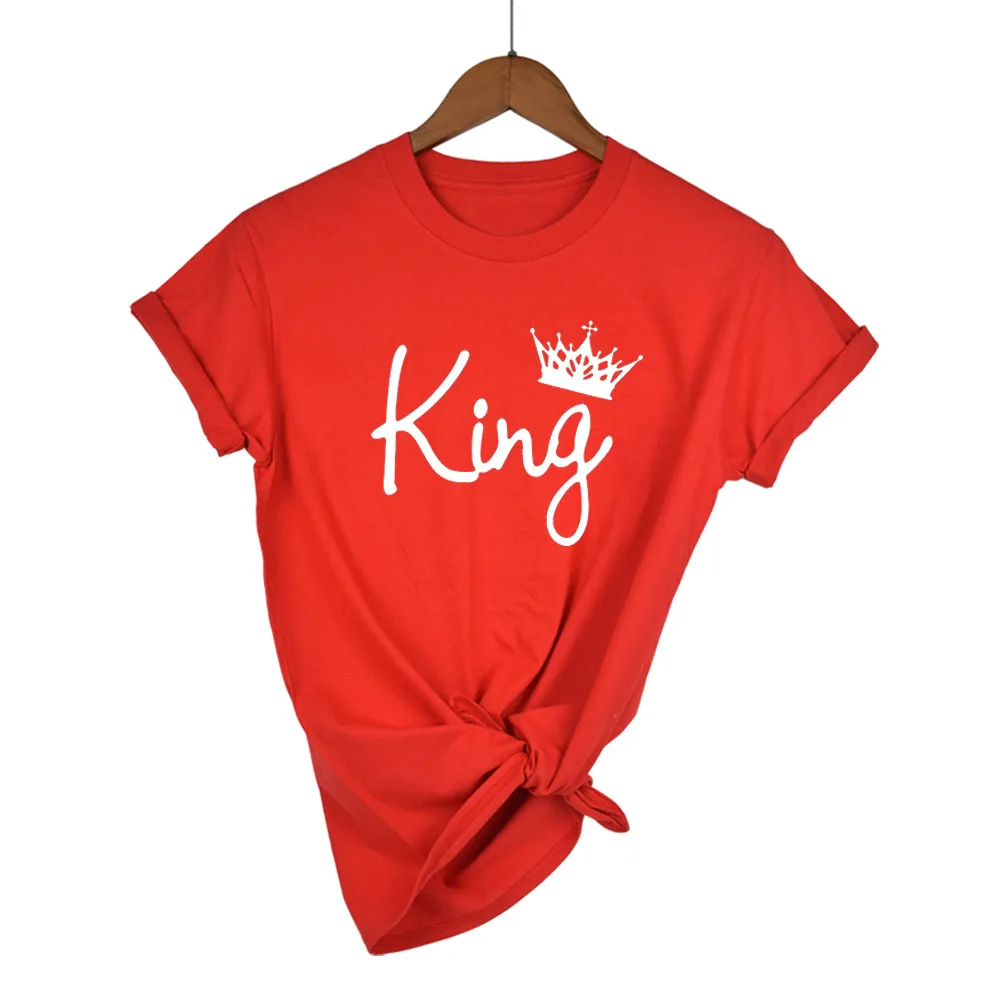 Новинка 2018 черные топы с буквенным принтом KING QUEEN летние повседневные хлопковые