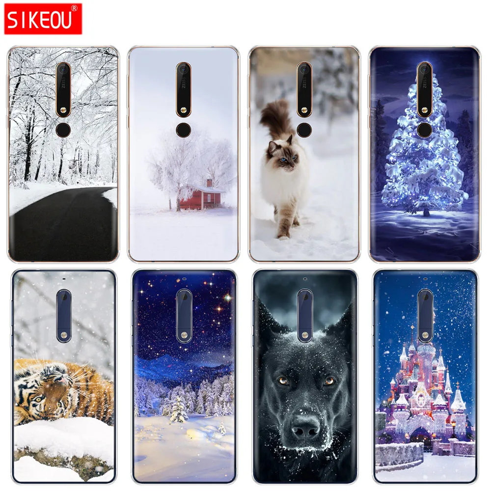 Силиконовый чехол для телефона Nokia 5 3 6 1 7 PLUS 8 9 /Nokia 2018 зимние пейзажи