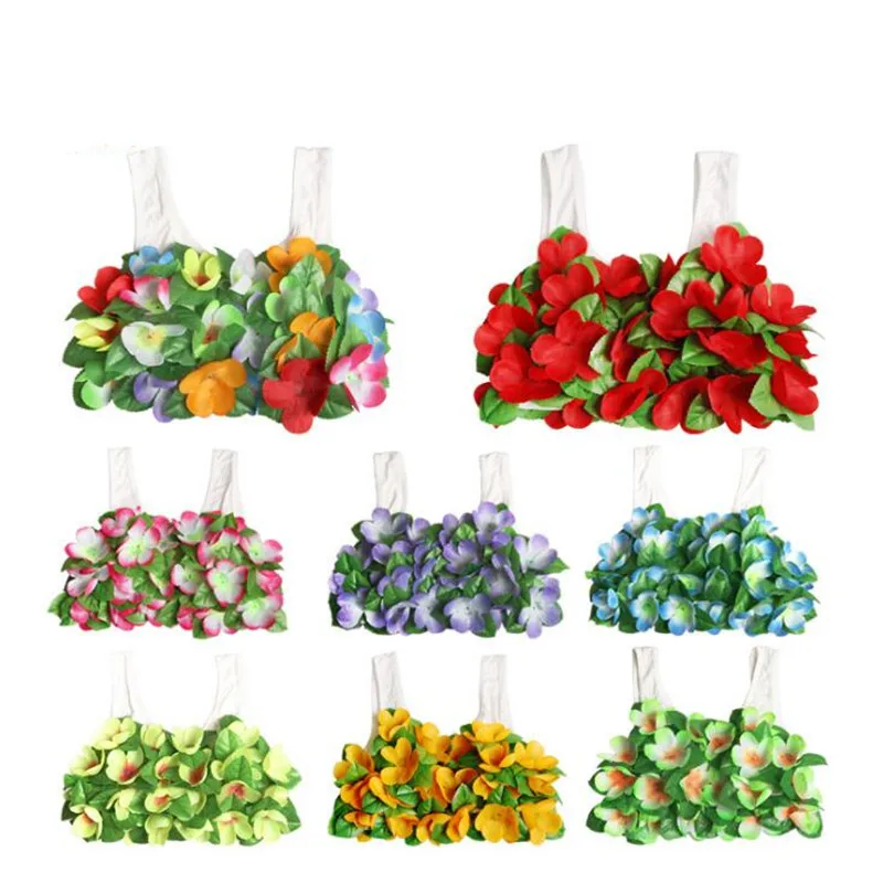 Hawaiian Flower Lei Bra Children Kids Girls Luau Hula Dance Hawaii Summer Holiday Party Dress Costume Halloween|Праздничные