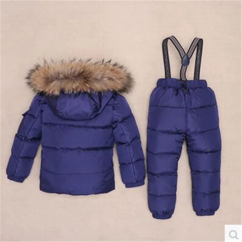 Super Warm Children Winter Suits Boys Girl Duck Down Jacket + Bib Pants 2 pcs Clothing Set Thermal Kids Snow Wear Top Quality | Детская
