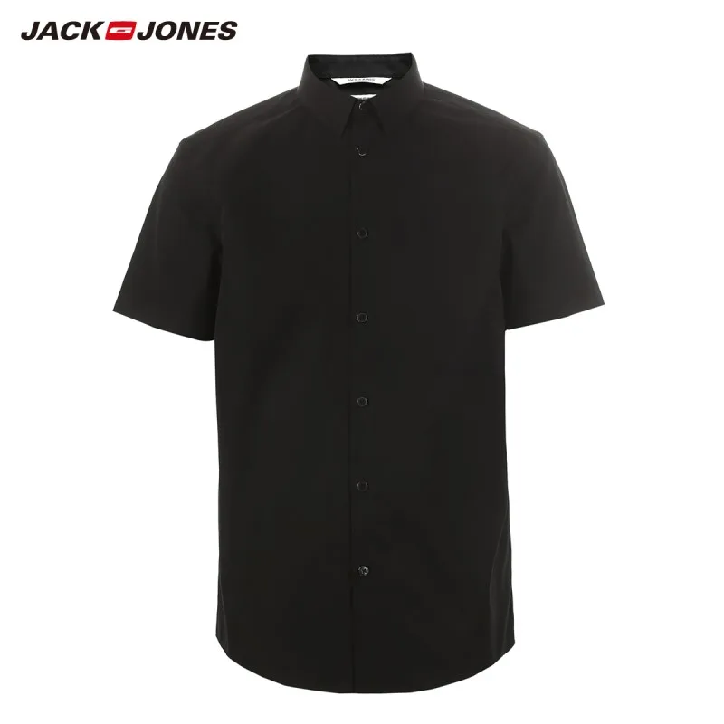 JackJones Мужская рубашка с короткими рукавами из 100% хлопка чистого цвета E | 219104511