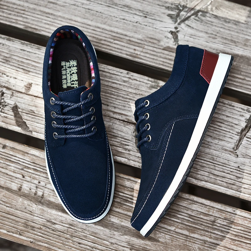 Мужские замшевые туфли на шнуровке SUROM черные Повседневные Удобные с теплым