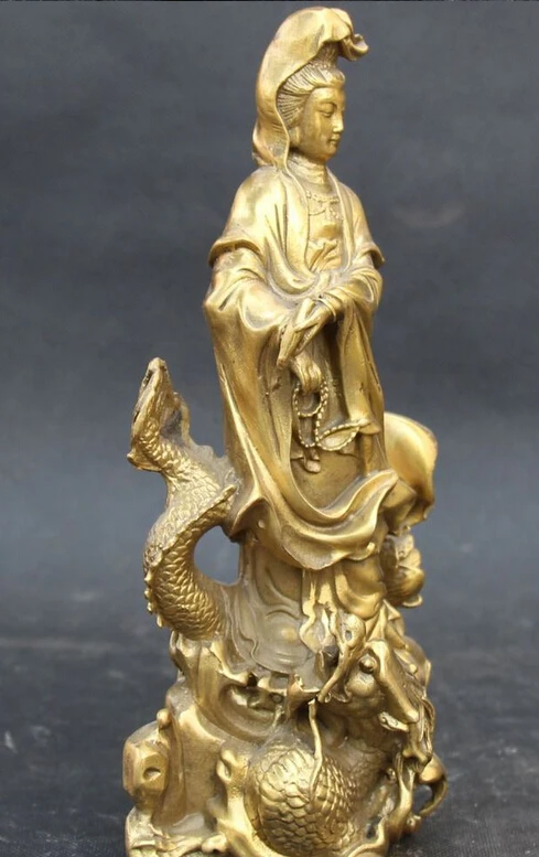 Бесплатная доставка статуя богини Будды 10 дюймов тибетский буддизм бронзовый Kwan