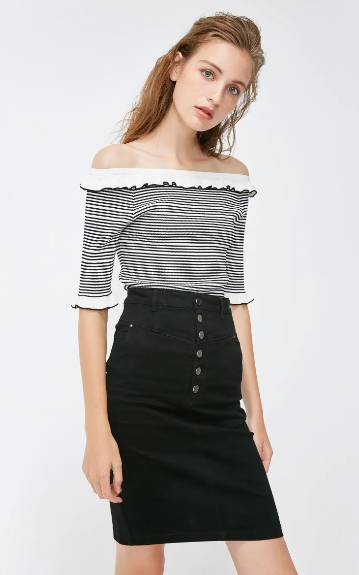 Vero Moda Новая женская OL Стиль Slim Fit вареная джинсовая юбка с высокой талией | 318437502