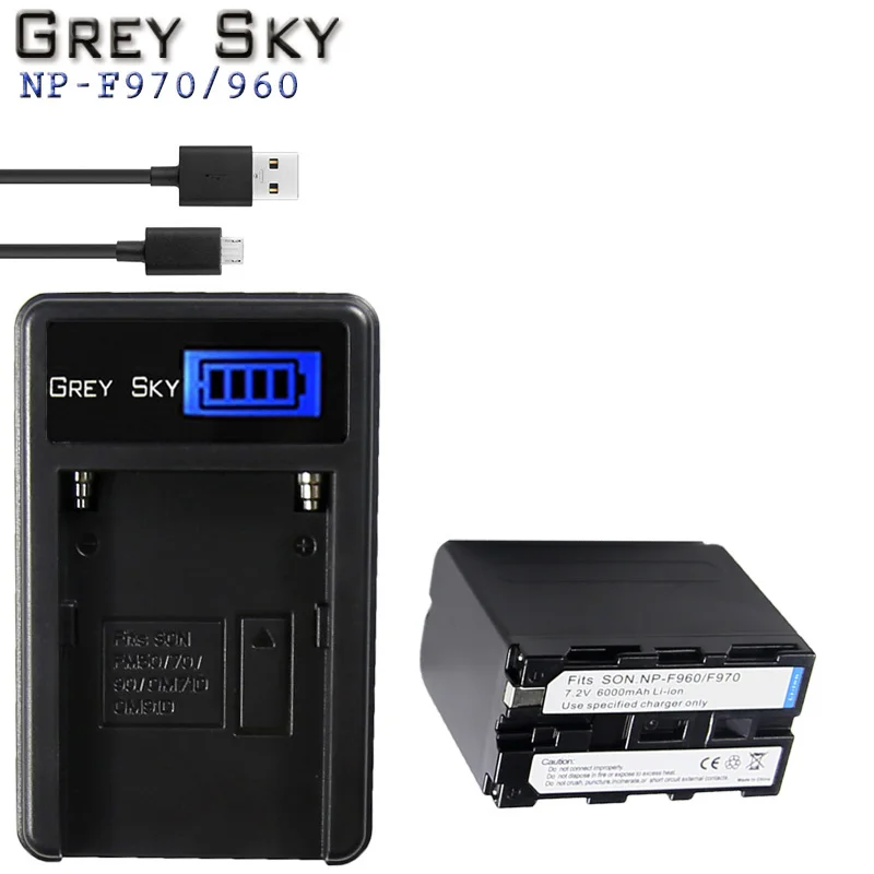 Charger and 1battery Высокая емкость 7,2 v 6000mAh NP-F970 NP-F960 NP F970 NP F960 батарея для цифровой камеры+ USB зарядное устройство для sony NP-F960 NP-F970 батарея - Цвет: Charger and 1battery
