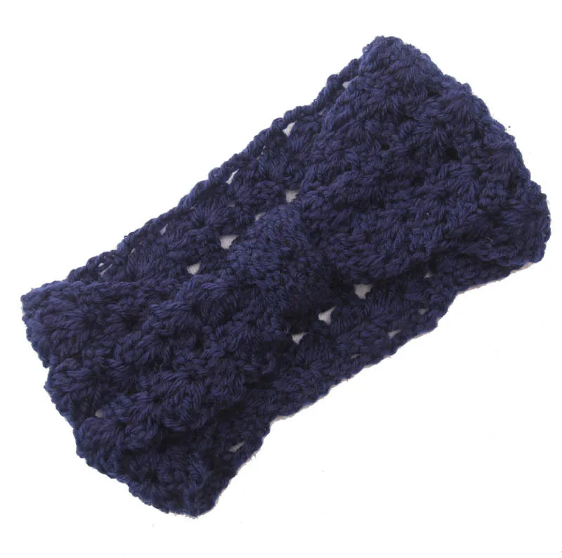 Женская вязаная повязка на голову зимний обогреватель для ушей черная серо-бурая