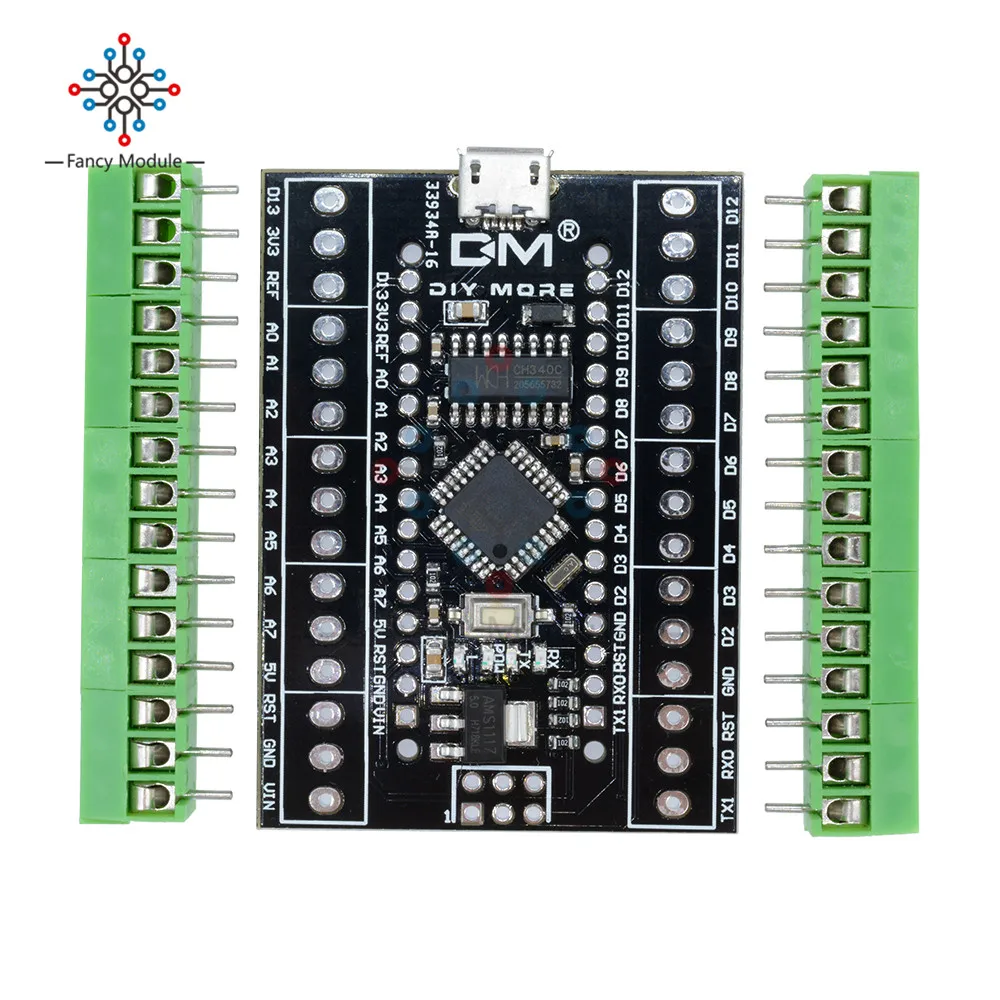 Плата расширения Atmega328P Nano 3 0 CH340 USB + терминальный адаптер 2 в 1 для Arduino (комплект