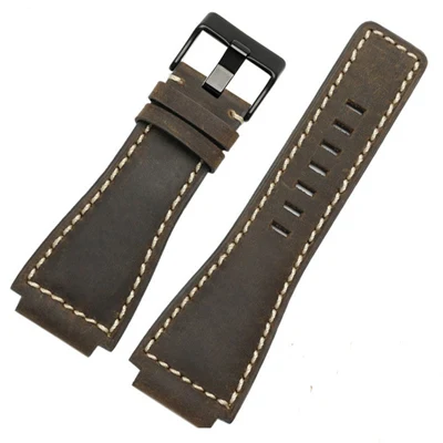 Brown2 Black buckle MERJUST 33*24 мм выпуклый конец итальянская мягкая телячья кожа ремешок для часов серии Bell BR01 BR03 ремешок для часов браслет ремень Росс - Цвет ремешка: Brown2 Black buckle