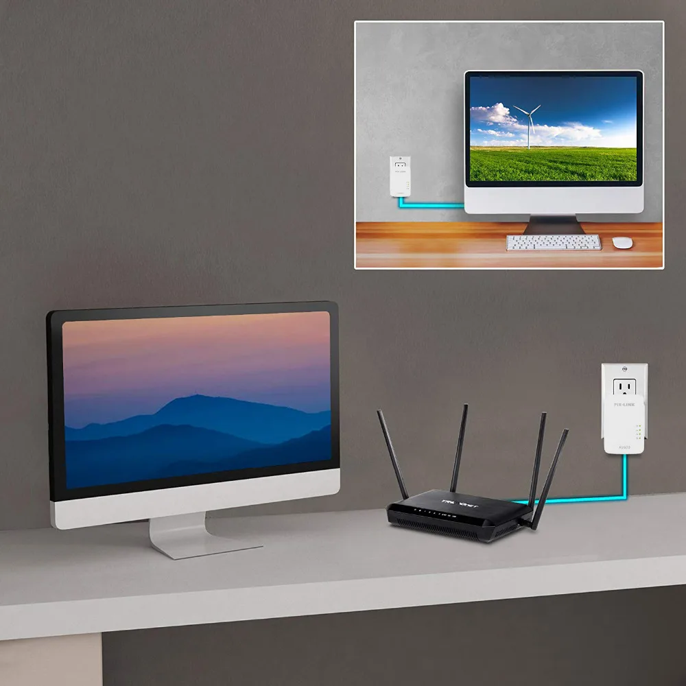PIXLINK AV600 Мощность линии Ethernet Homeplug адаптер для штекер маршрутизатора работай &quot(Plug