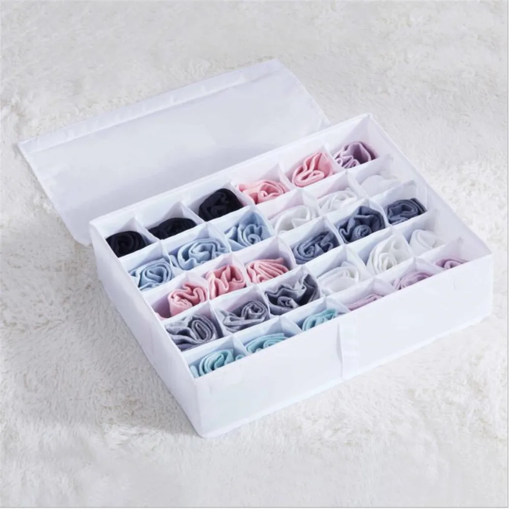 

NEW Creative useful 30 grid storage box oxford and pp card Silk stockings, underwear socks storage Collect helper