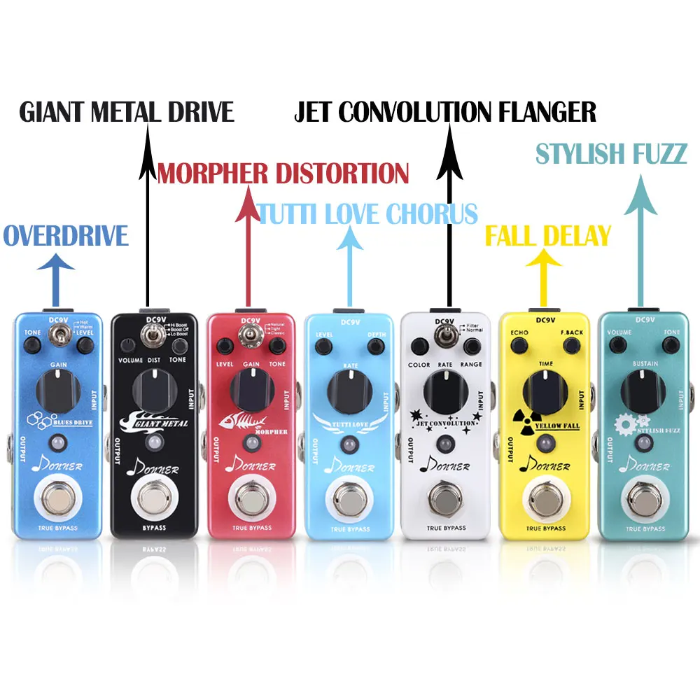 Donner Мини гитарный эффект педали искажения овердрайв хор Fuzz Flanger задержка гигантские металлические педали эффектов Гитарные аксессуары новые