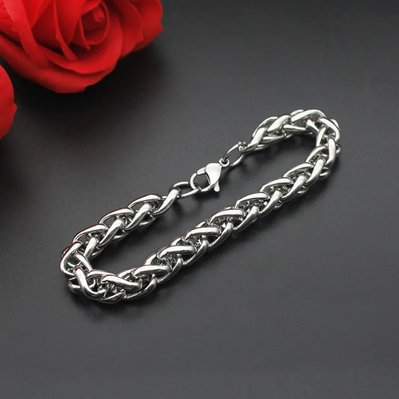 4 мм 6 8 pulseira masculina браслет из нержавеющей стали 316L S. Стальная цепочка на запястье