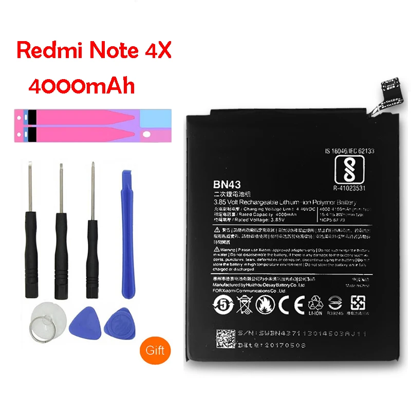Оригинальный BN43 запасной аккумулятор для Xiaomi Redmi Note 4X реальная емкость 4000 мАч