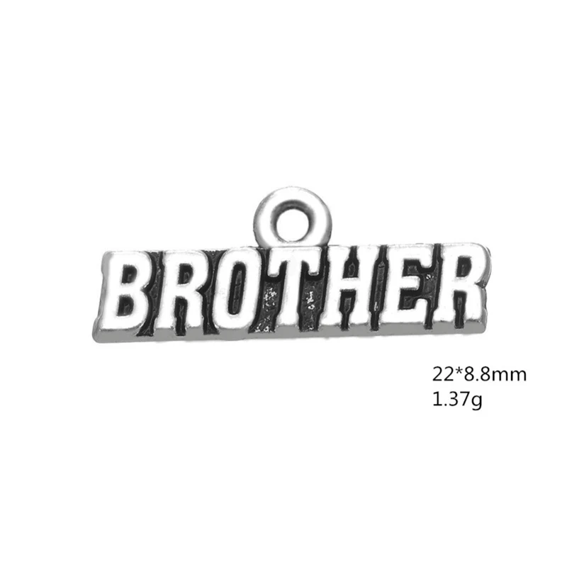 Подвеска с надписью винтажный античный серебряный Brother ювелирные аксессуары для