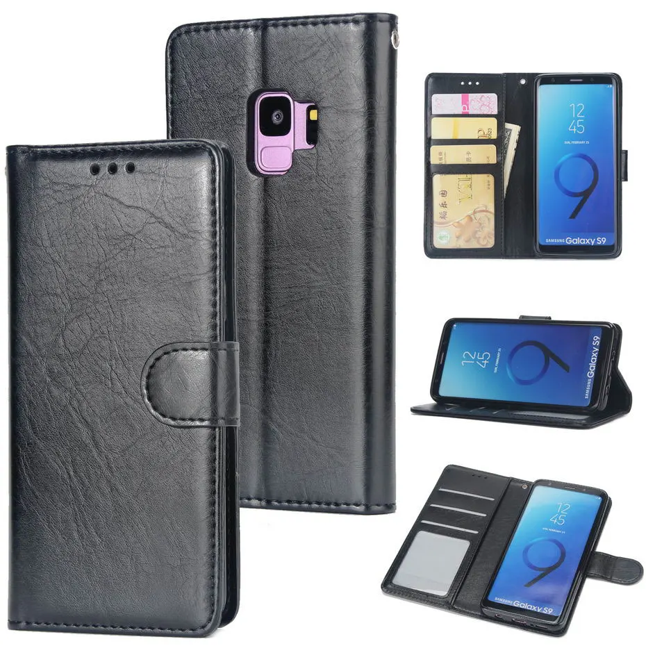 Чехол-книжка из искусственной кожи чехол для samsung galaxy S6 S7 S8 S9 плюс край A3 A5 A7 A8 J3 J5 J7 Корпус чехол-бумажник с откидной Чехол Для Телефона