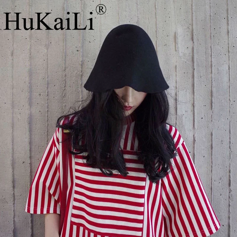 

wool black white red pink wine hat felt cloche hat for women from HuKaiLi