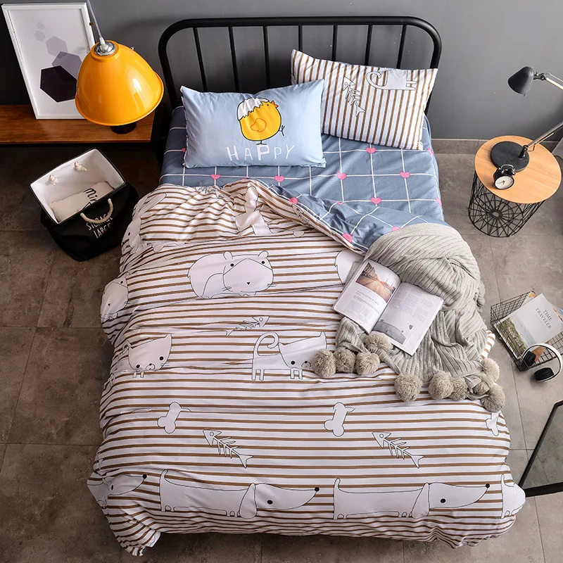 Комплект постельного белья из мягкого хлопка пододеяльник простыня наволочка 3/4