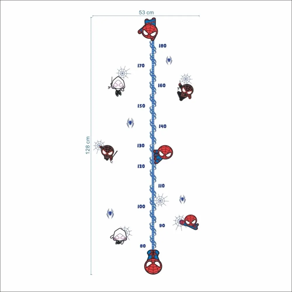Детская диаграмма роста человека паука Настенная Наклейка в детскую декорацию