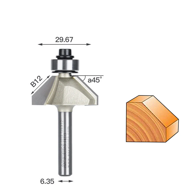 Bevel Trim Chamfer Cutter 45Deg Two Flute Carbide Tipped Exchangeable Ball Bearing Decorative Edges Ideal Beveli Arden Bit images - 6