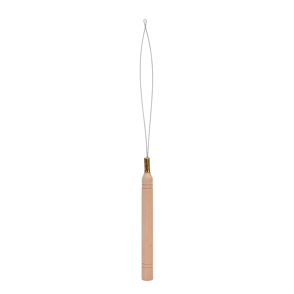 1pc Wooden Handle Hair Extension Hook Pulling Tool Needle Threader Micro Rings Beads Loop Drop Shipping | Красота и здоровье