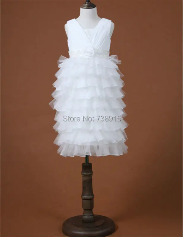 Regular 2017 New Arrival White Tulle Sleeveless Flowers Flower Girl Children Dresses Prom Dress ZZ BRIDAL | Свадьбы и торжества