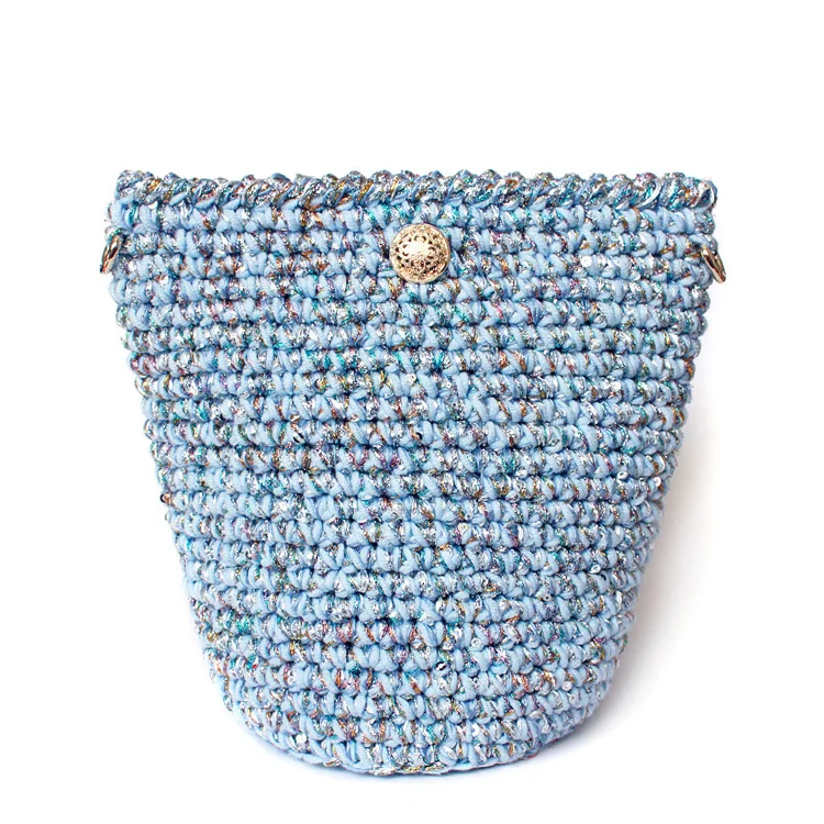 

19x16CM Limited Edition Handmade Summer Shiny Bucket Bag Bling Blue A2936