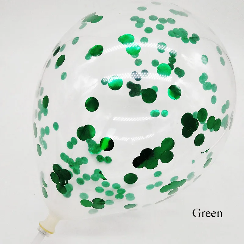 Green 5 шт./лот золотые латексные шары 12 дюймов прозрачные воздушные шары с конфетти цвета розовое золото для свадьбы День рождения декоративные принадлежности - Цвет: Green