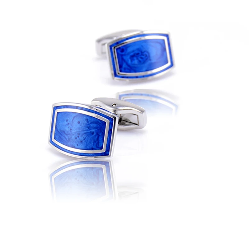 Роскошные прямоугольные мужские запонки Arc брендовые Элегантные Синие с