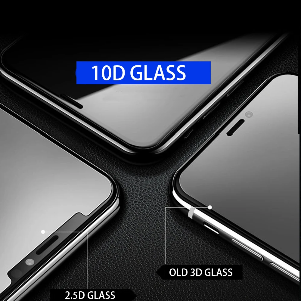 Защитное стекло 10D Full Coverage для экрана iPhone 7 8 6 Plus X XR XS Max на закаленном стекле.