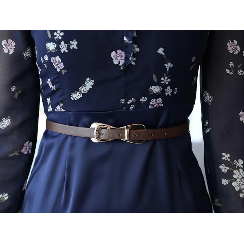 2018 Summer Women Printed Dresses Ladies Slim Fashion Fake Two-Piece Patchwork Office Work Party Chiffon Midi Dress SUN222 | Женская
