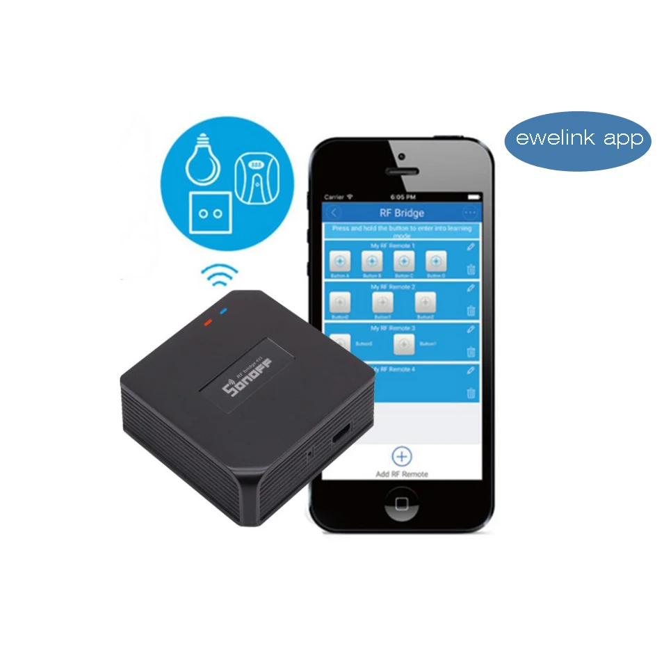 Sonoff RF Bridge WiFi 433MHz сменный модуль домашней автоматизации универсальный переключатель Интеллектуальный Domotica Wi-Fi пульт дистанционного управления RF