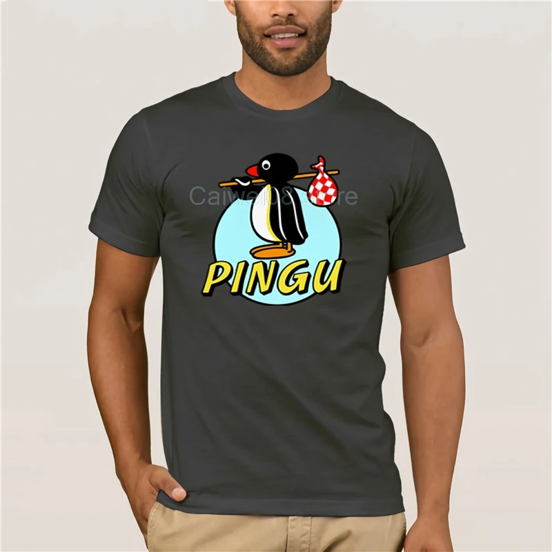 Fashion T Shirt 100% Cotton Free shipping PINGU ALL SIZES White cotton men summer fashion brand T-shirt | Мужская одежда
