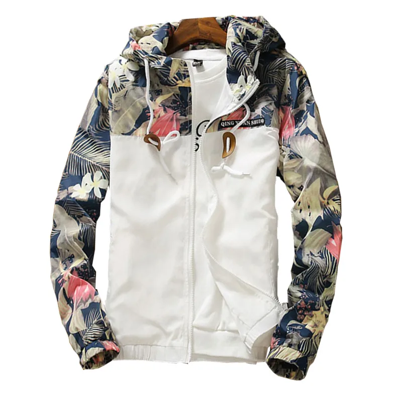 Мужской кардиган с цветочным принтом черный синий серый белый зеленый|jacket coat