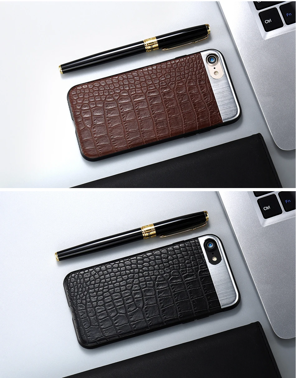 KISSCASS металлический кожаный чехол для iPhone 7, 8, 6, 6S Plus, чехол s, роскошный защитный чехол для телефона, чехлы для iPhone 7, 6, 6S Plus, X, 10