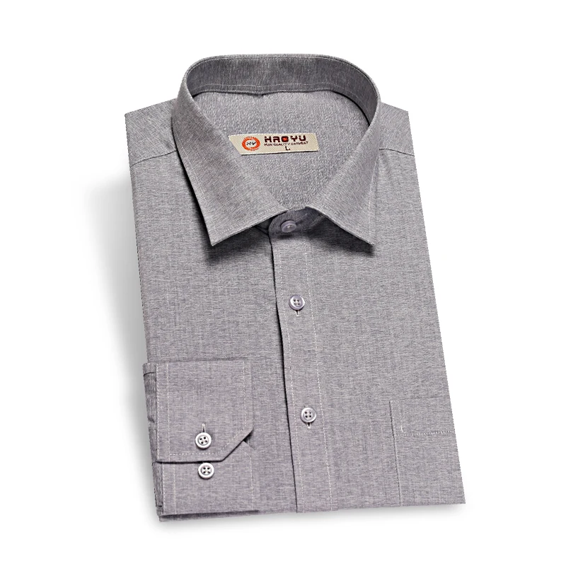 Мужская рубашка HAOYU повседневная Облегающая из 100% ткани Оксфорд с длинным