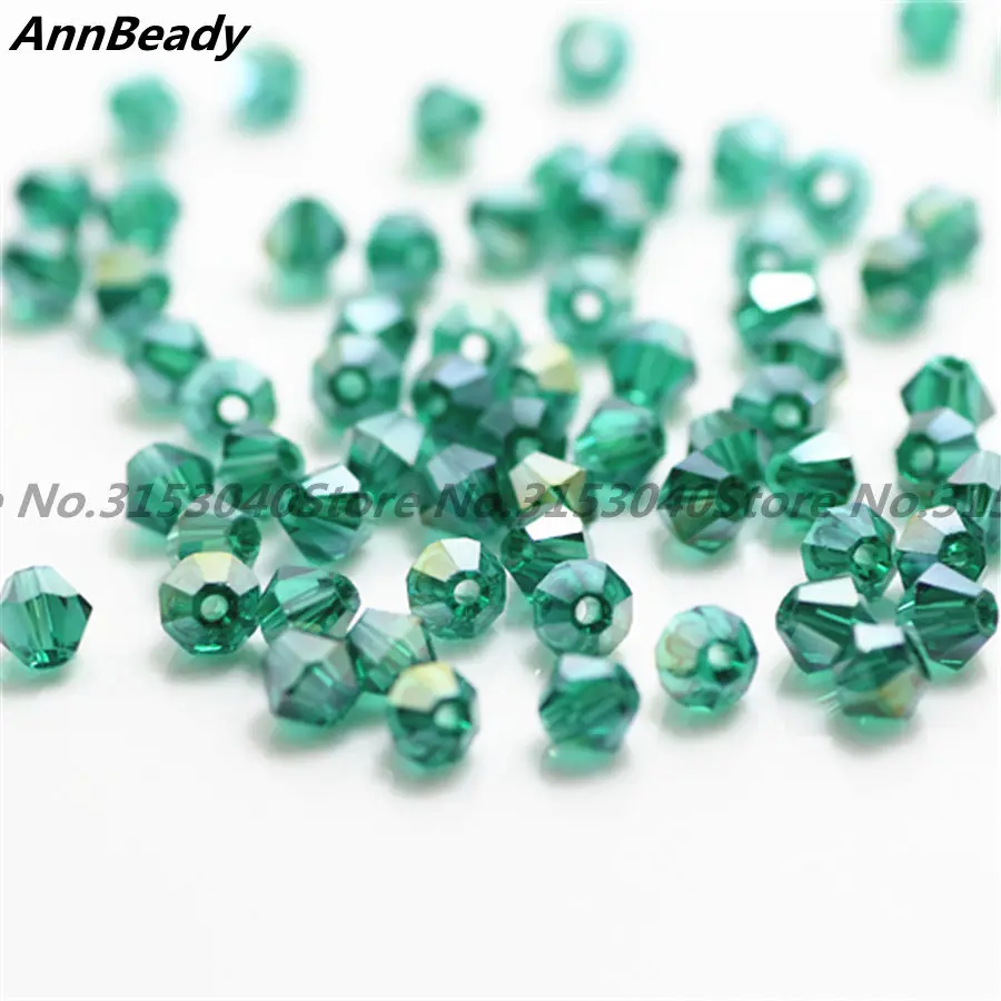 Peacock Green AB 100 шт Позолоченные 4 мм двухконусные хрустальные бусины стеклянные бусины россыпью разделительные бусины Сделай Сам ювелирные изделия Австрийские хрустальные бусины - Цвет: Peacock Green AB