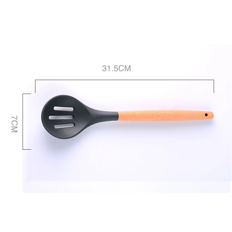 Silicone spoon3 9 высококачественных кухонных инструментов, деревянная ручка, силикон, термостойкий набор, Премиум специальная кухонная посуда, кухонные инструменты - Цвет: Silicone spoon3