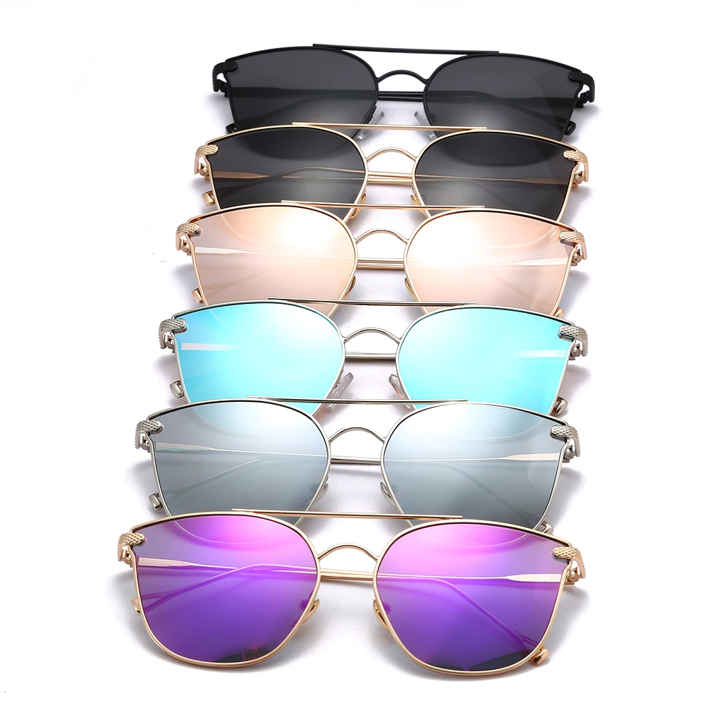 Женские Новые Модные металлические солнцезащитные очки с розовыми серебристыми