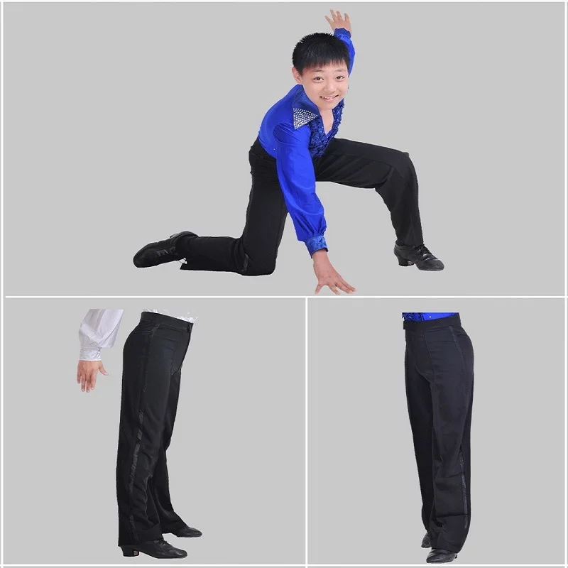 

Black Boys Black Latin Ballroom Salsa Competition Practice Dance Pants
