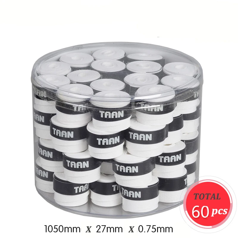 TAAN 60 шт./лот Липкий Overgrip 0,75 мм перфорировать Sweatband PU Теннисная ракетка Overgrip, ракетки для бадминтона ручка износостойкие TW-750