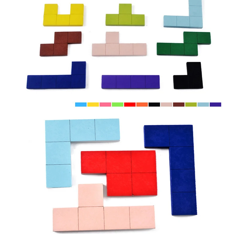 Деревянный Тетрис умный квадратный пароль собранный Tangram Brain-Teaser 3D пазл