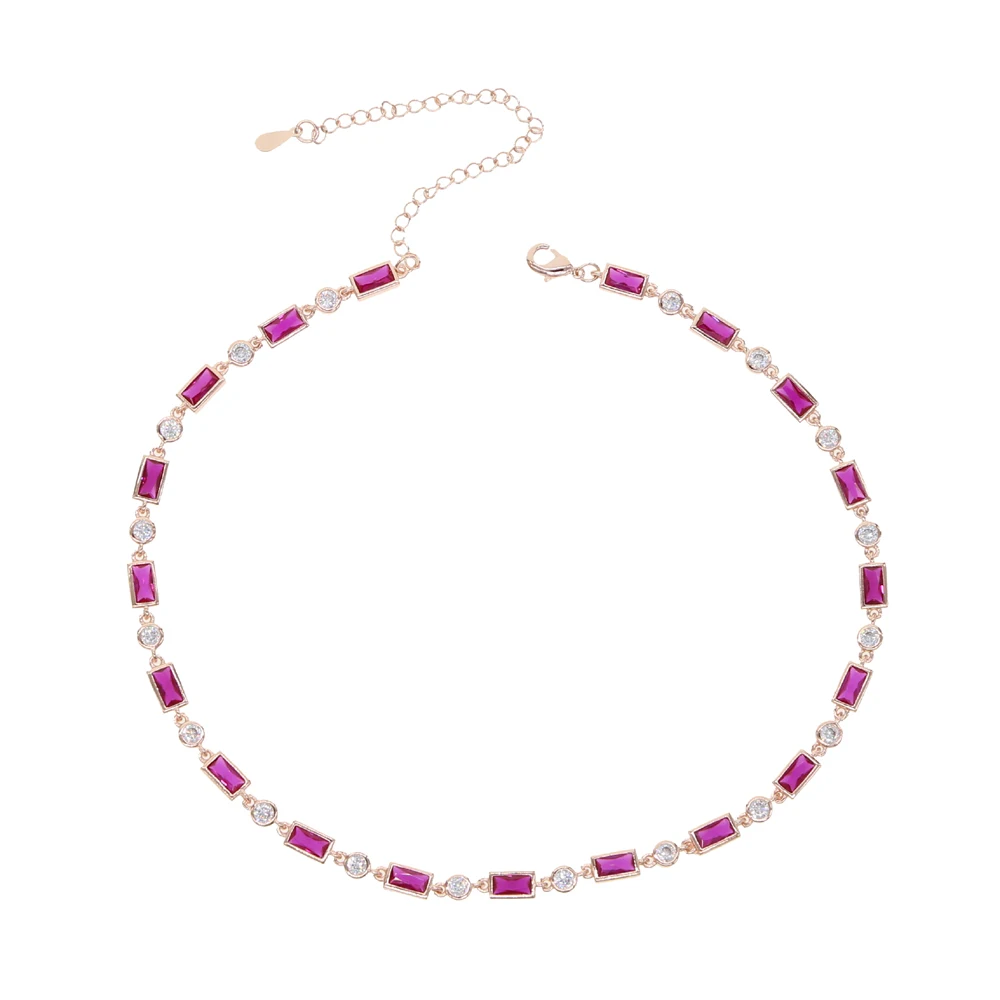 Чокер женский с красным и зеленым кристаллом сексуальное ожерелье золотистого