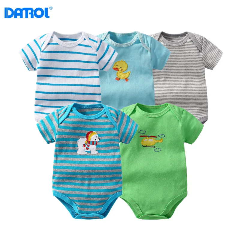 DANORL/модные детские хлопковые боди 5 шт. одежда с короткими рукавами для младенцев