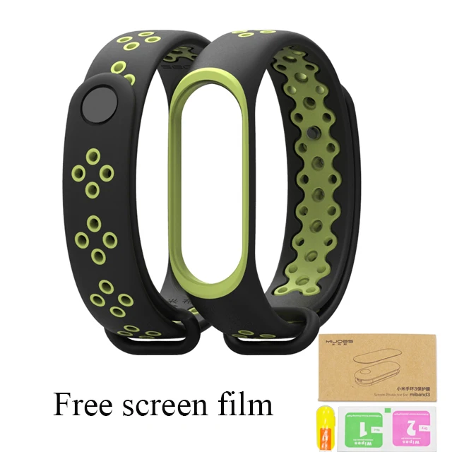 Для Xiaomi mi Band 3 ремешок mi Band 2 спортивный ремешок цветной ремешок для mi band 2 браслет Сменные Ремни Аксессуары - Цвет: black green