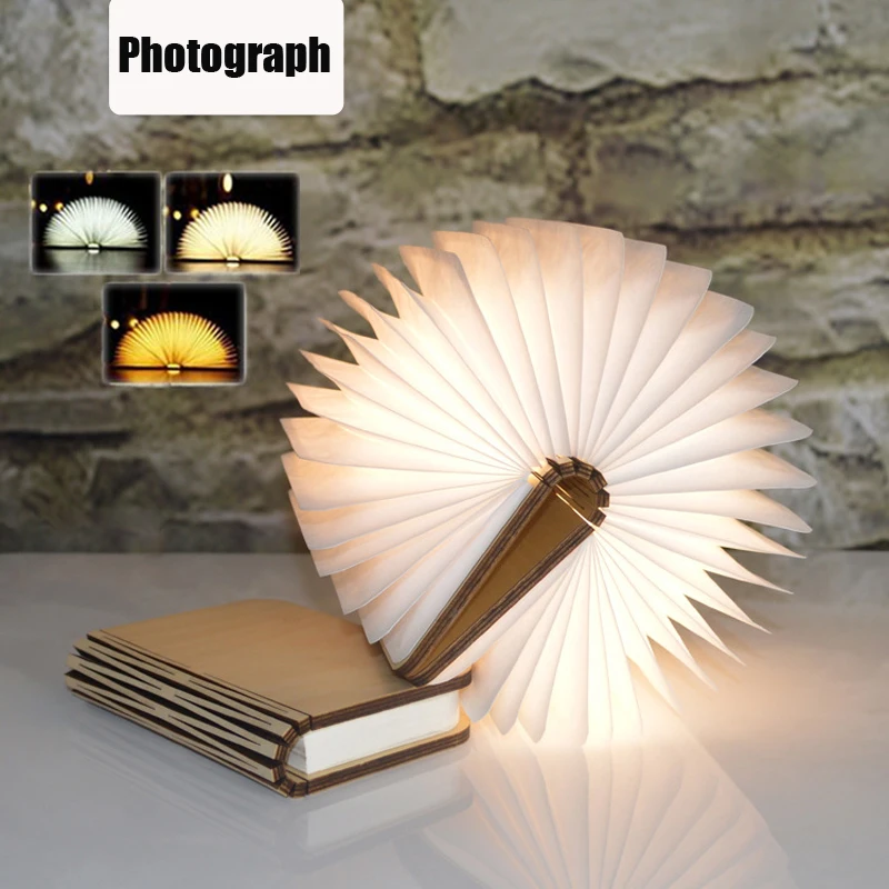 Портативная деревянная лампа для книг светодиодный магнитный светильник с