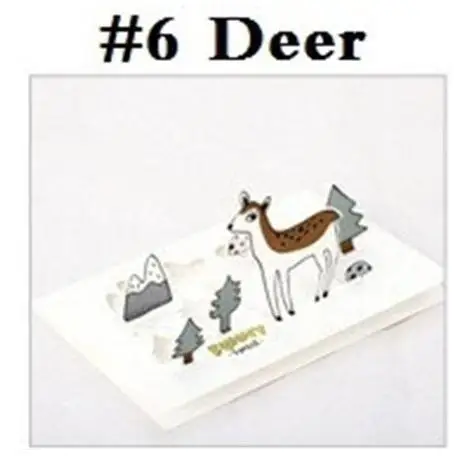 NO6 Deer 1 упаковка Винтажный креативный 3D лесной серии животных набор поздравительных открыток с конвертом рождественские открытки закладки - Цвет: NO6 Deer