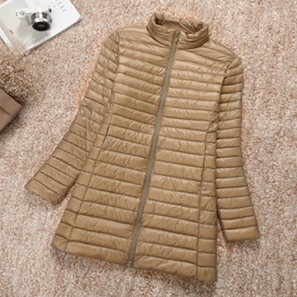 khaki NewBang Plus 6XL 7XL пуховик женский длинный ультра легкий пуховик женский большой размер осенне-зимний пуховик одежда оверсайз - Цвет: khaki