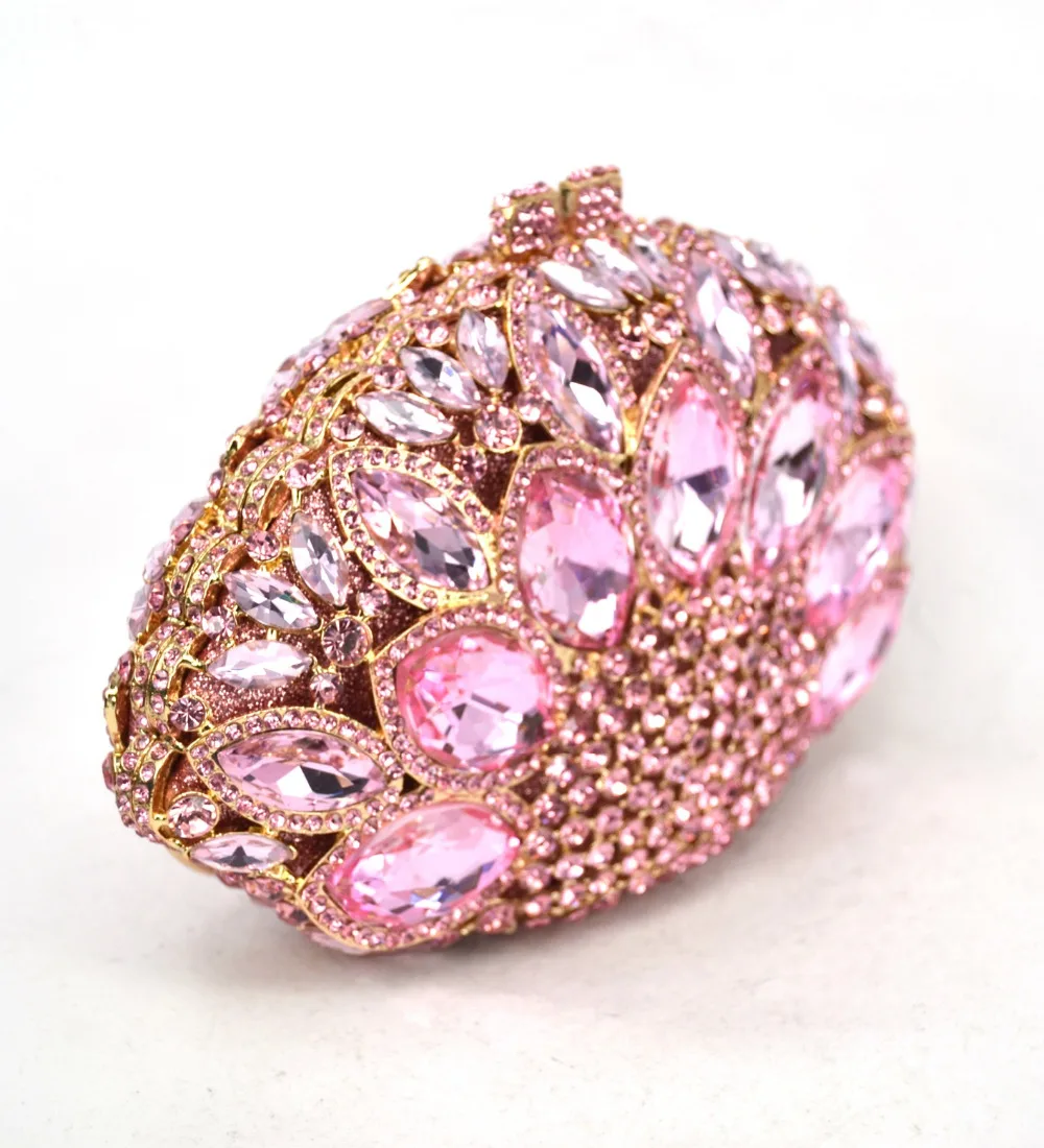 Модная Роскошная брендовая вечерняя сумка с кристаллами розовая клатч